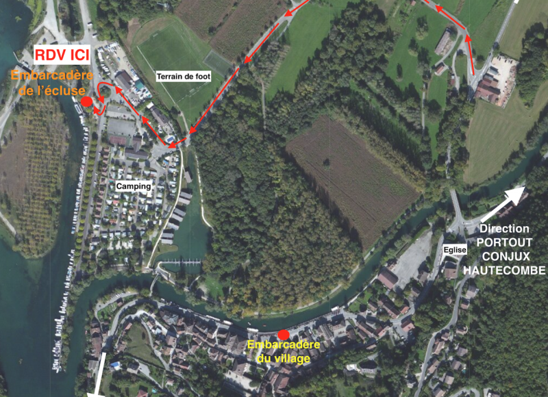 Plan d'accès à l'embarcadère de l'écluse